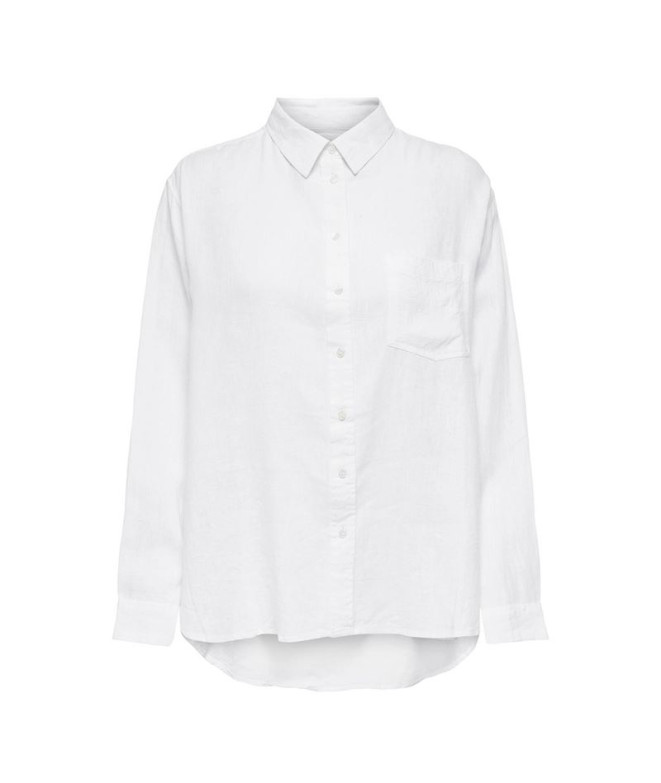 Camisa Only Onltokyo L/S Lin Bl Noos Bright White Mulher