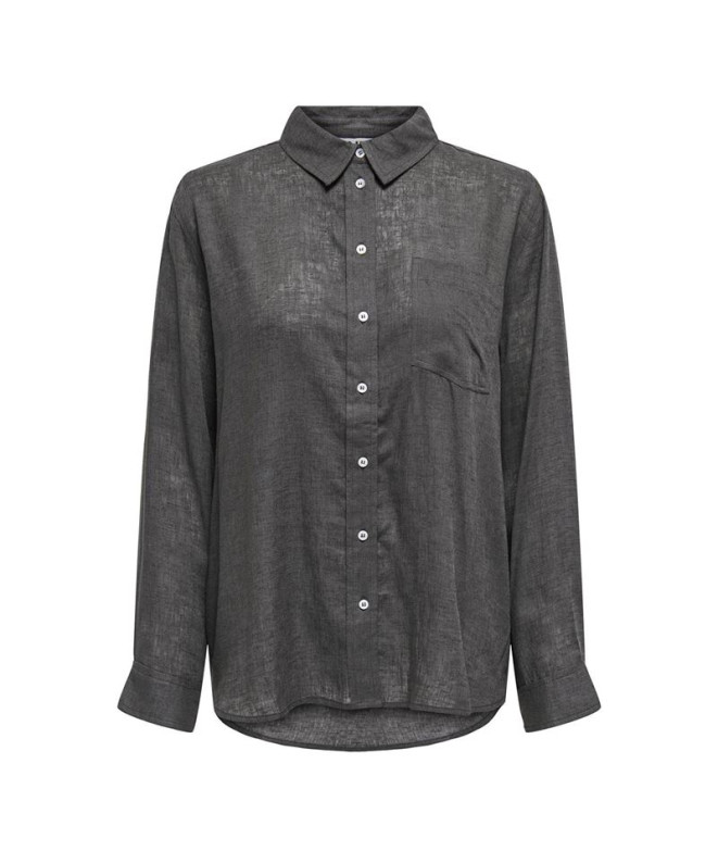 Camisa Only Onltokyo L/S Lin Bl Noos Magnet Mulher