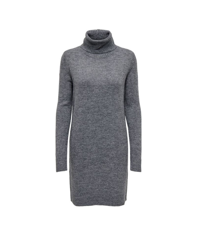 Vestido Only Jdyelanora L/S Cowlneck Knt Noos Cinza Escuro Mesclado Mulher