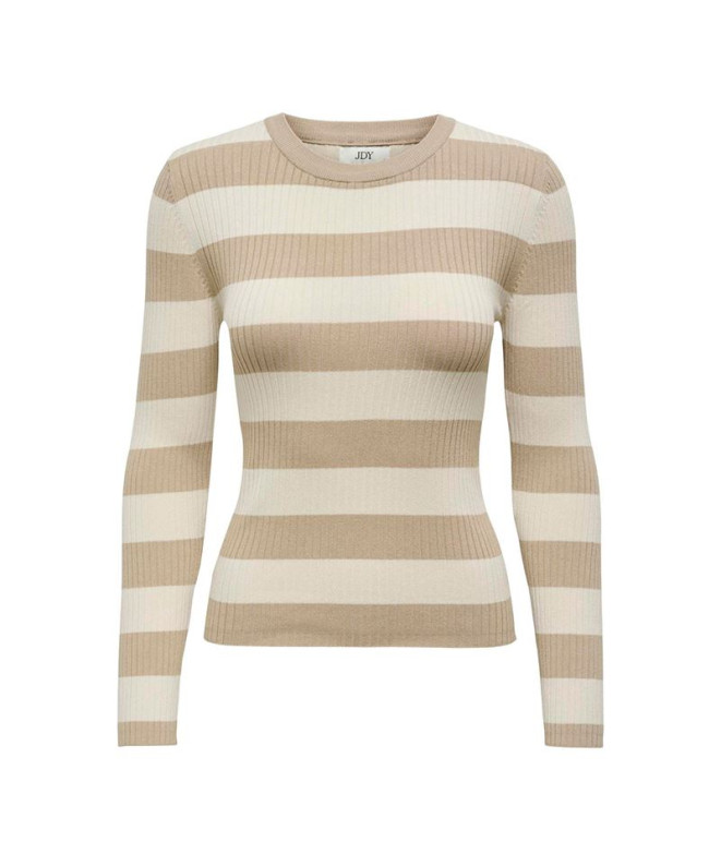 Moletom Only Jdyplum L/S O-Neck Knt Noos Humus Stripes:Birch Mulher