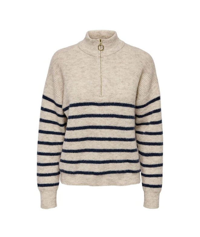 Sudadera Only Onltokyo L/S Zip Knt Noos Pumice Stone Stripes Mujer