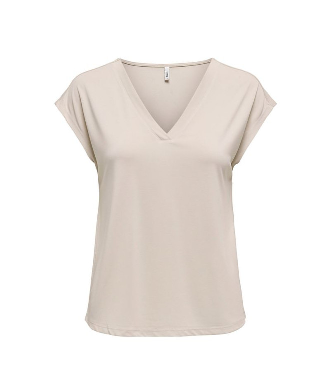 Camiseta Only Onlfree Life S/S Mod.V-Neck Noos Pumice Stone Mujer