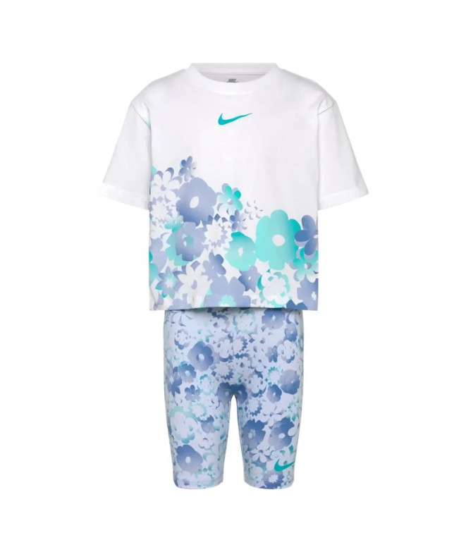 Conjunto Nike Nkg Flow-Ral Aop Bike Short Se Menina Azul