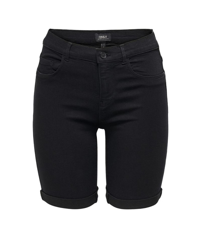 Calça Only Onlrain Life Mid Long Dnm Noos Black Mulher