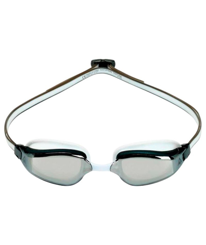 Óculos de natação Aqua Sphere Fastlane Branco Cinza Lentes Espelho Prata