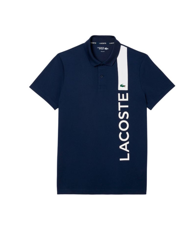 Polo Lacoste Camisa de Gola Listrada de Manga Longa Homem Azul Marinho