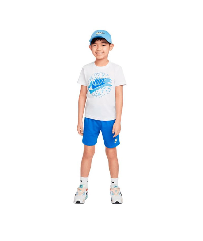 Conjunto Nike Nkb B Nsw On The Move Jrsy Set Infantil Azul Branco