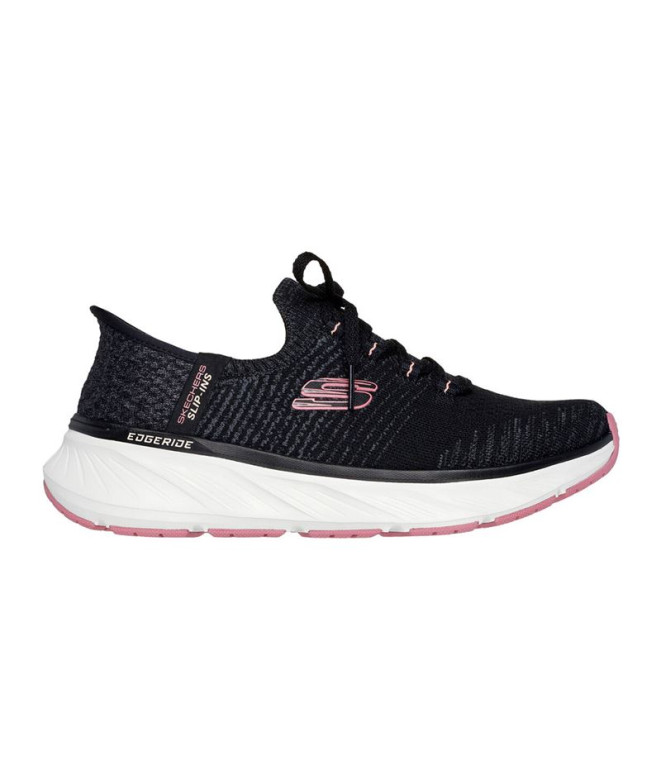 Zapatillas Skechers Edgeride - Impressio Mujer Black Knit/Pink Trim