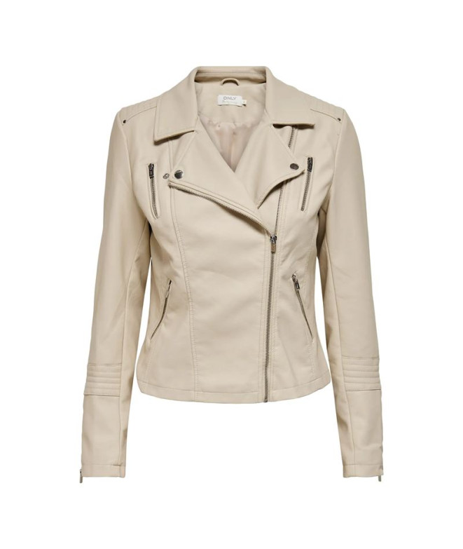Chaqueta Only Onlgemma Faux Leather Biker Otw Noos Silver Lining Mujer