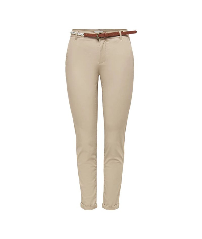 Pantalón Only Onlbiana Mw Cotton Chino Noos  Mujer Humus