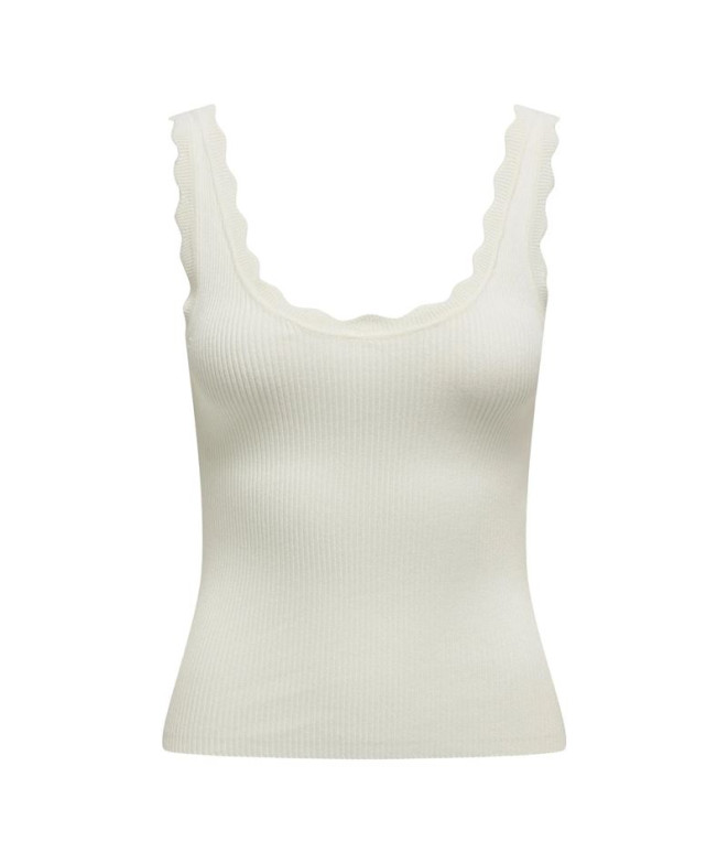 Camiseta Only Jdynanna Scallop Edge Knt Noos Cloud Dancer Mulher