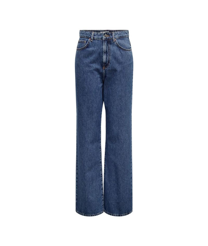 Pantalón Only Onlsilje Ex Hw Str Wide Dot729 Dnm Noos Mujer Medium Blue Denim