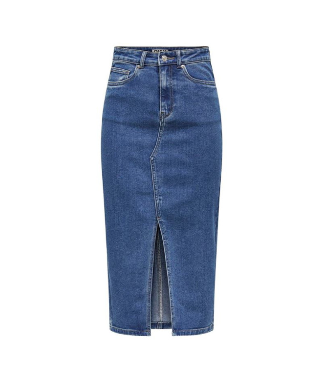 Saia Only Onlsiri Frente Fenda Dnm Gua Noos Azul Médio Denim Mulher