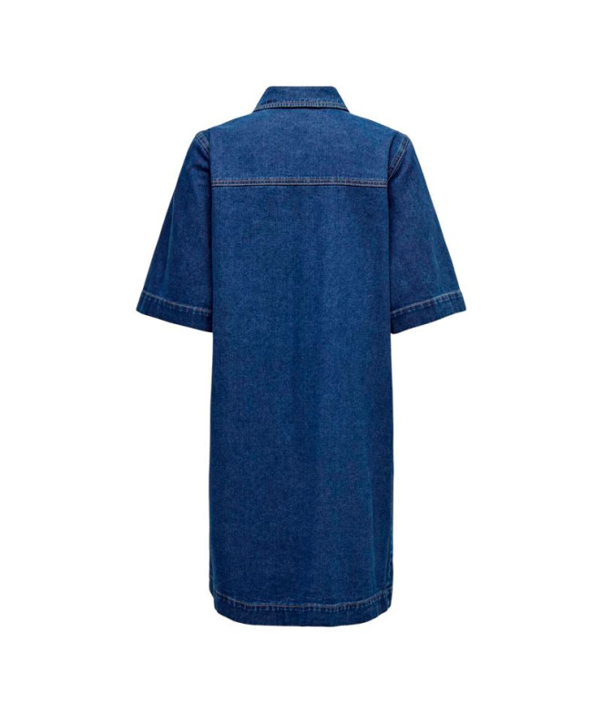 Robe Only Onlbelle S/S Button Dnm Gua Noos Dark...