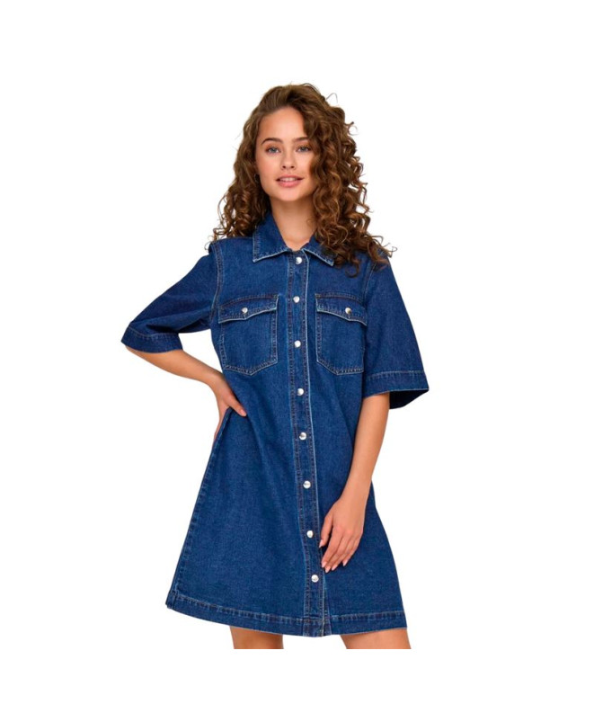 Vestido Only Onlbelle S/S Button Dnm Gua Noos...