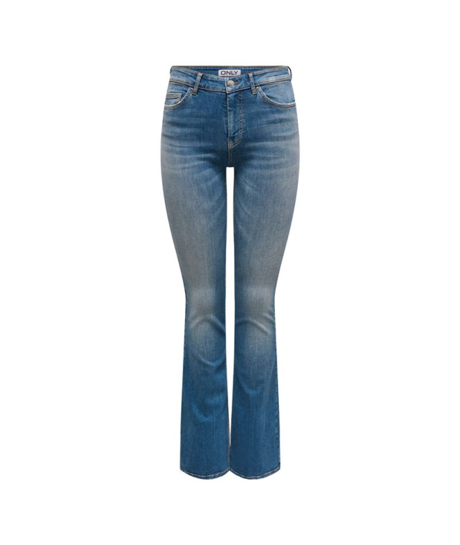 Calça Only Onlblush Mid Flared Dnm Dot741 Noos Mulher Denim Azul Médio