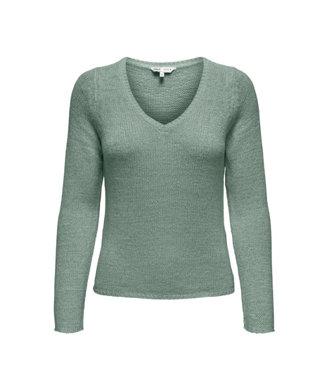 Camiseta Only Onlgeena V-Neck Knt Noos Lily Pad Mulher