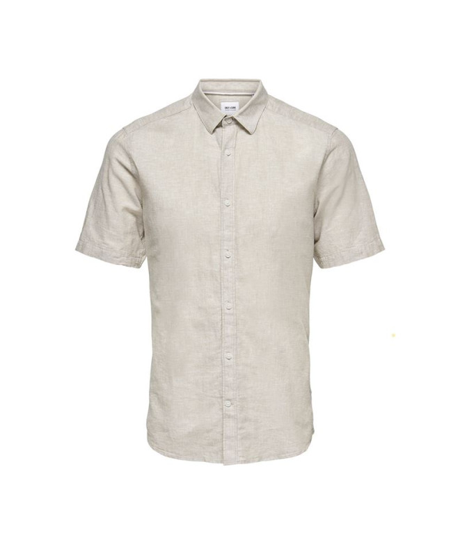Camisa Only & Sons Onscaiden Life Ss Solid Linen Noos Chinchilla Hombre