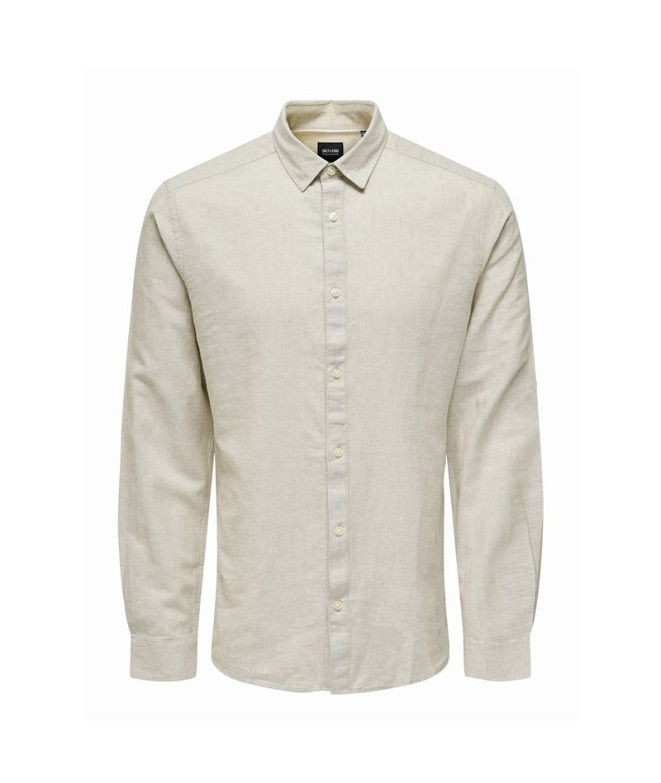 Camisa Only & Sons Onscaiden Life Ls Solid Linen Noos Chinchilla Homem