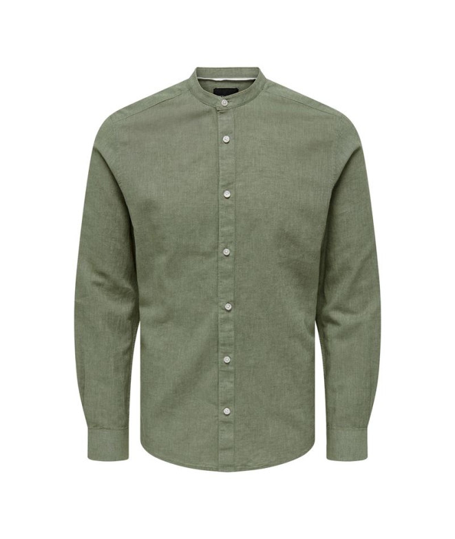 ONLY & SONS Heren Onscaiden Life Ls Solid Linen Shirt Noos, Coffee Bean, L, Coffee Bean, L