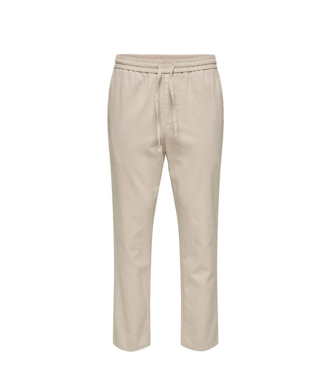 Calça Only & Sons Onslinus Crop 0007 Cot Lin Noos Silver Lining Homem