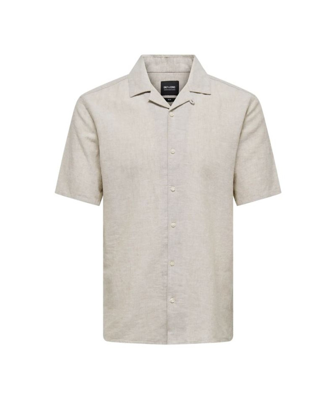 Camisa Only & Sons Onscaiden Life Ss Solid Resort Linennoos Chinchilla Hombre