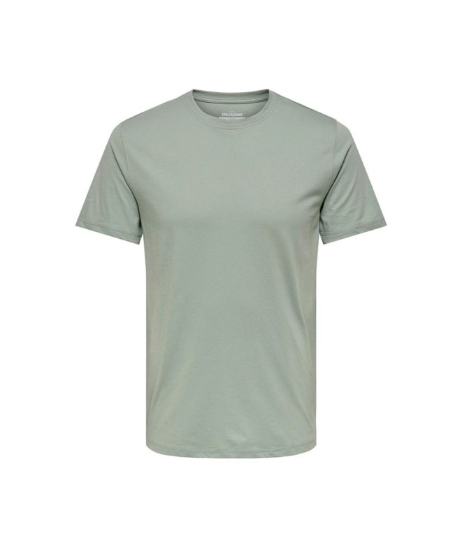 T-shirt Only & Sons Onsmax Life Ss Stitch Noos Iceberg Green Homme