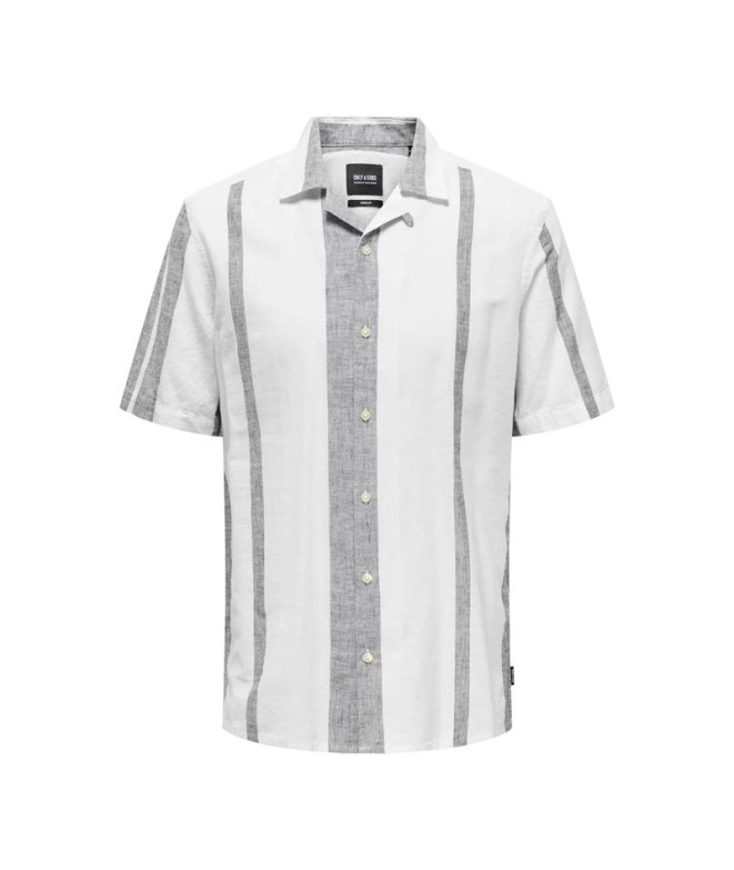 Camisa Only & Sons Onscaiden Life Stripe Linen Resort Noos Cloud Dancer Hombre