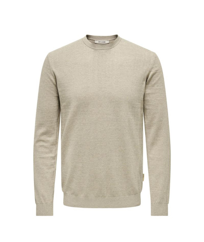 Camiseta Only & Sons Onsloui Reg 12 Mel Crew Knit Oatmeal :Melan Hombre