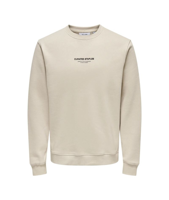 Sudadera Only & Sons Onscurated Reg Crew Neck Noos Silver Lining Hombre