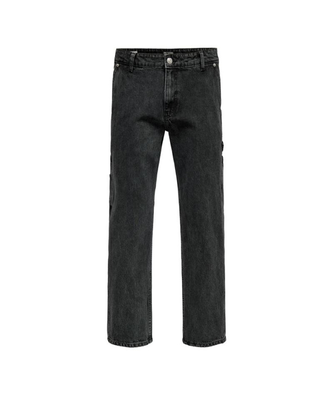 Pantalón Only & Sons Onsedge Str Car Wb 3015 Tai Dnm Noos Hombre Washed Negro