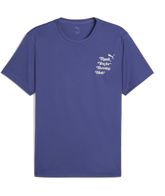 Camiseta de Running Puma Graphics Running Homem Azul Cristal