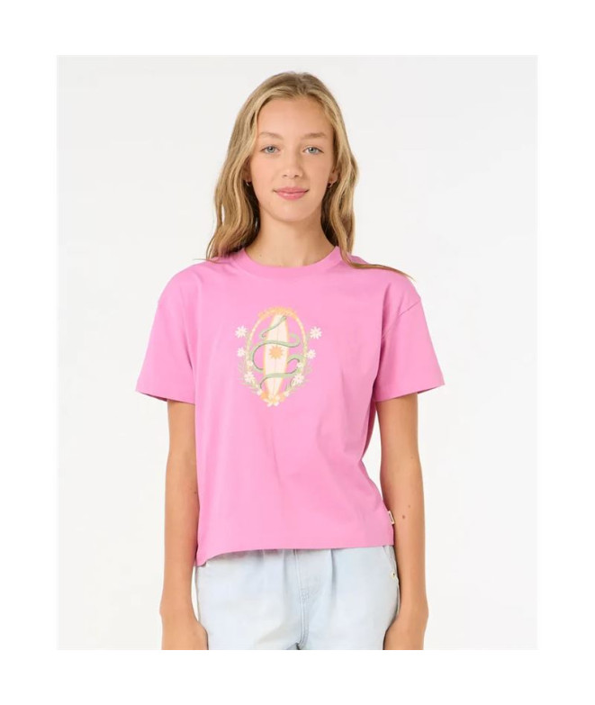 Camiseta Rip Curl Island Surf Crop Niña Rosa