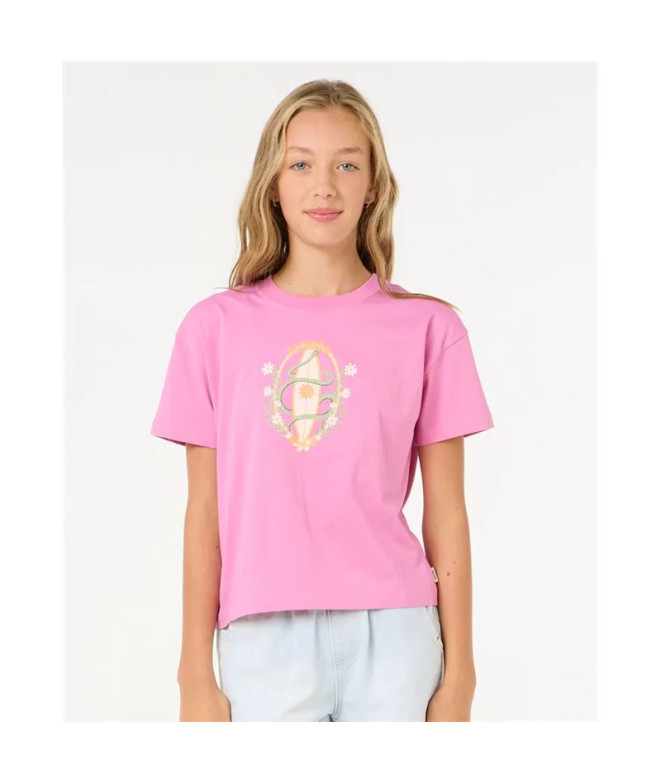 Camiseta Rip Curl Island Surfar Crop Menina Rosa