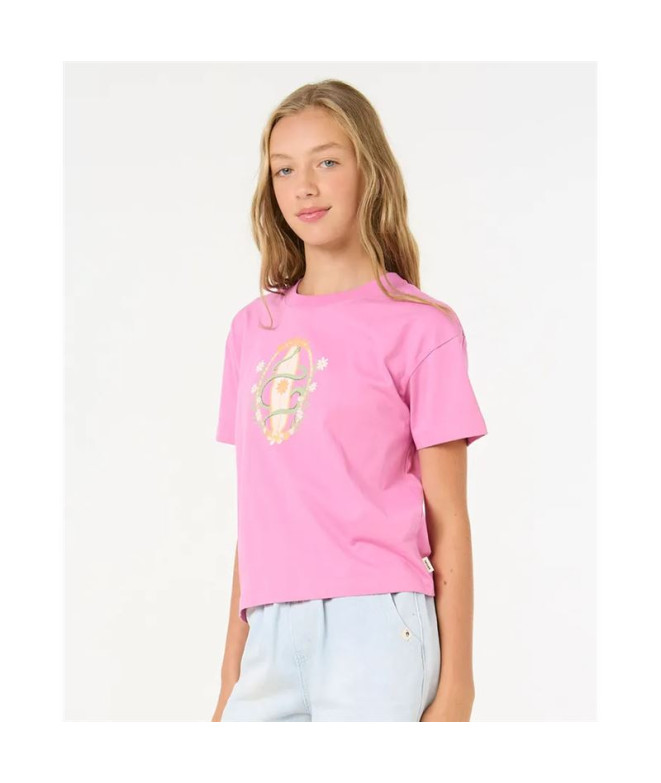 Camiseta Rip Curl Island Surfar Crop Menina Rosa