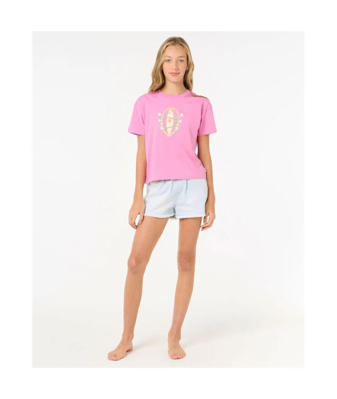 T-shirt Rip Curl Island Surf Crop Fille Rose