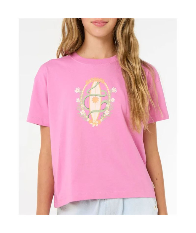 Camiseta Rip Curl Island Surfar Crop Menina Rosa