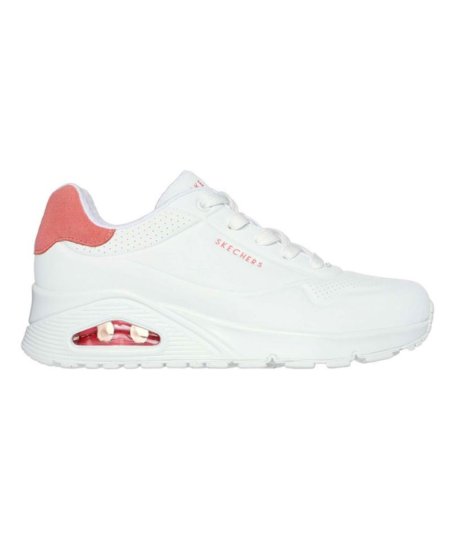 Sapatilhas Skechers Uno - Pop Back Mulher Branco Durabuck/ Coral