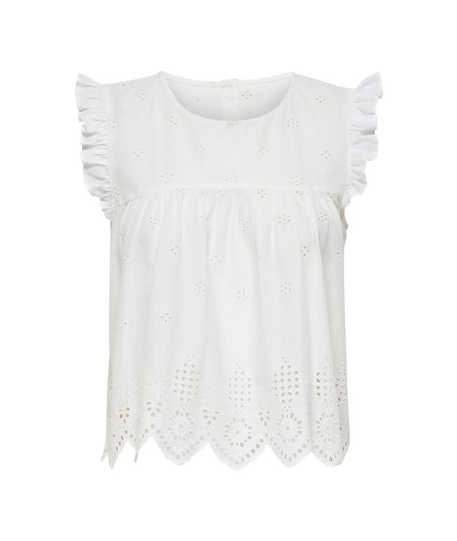 Camiseta Only Onlsilla Life S/L Frill Noos Mulher Cloud Dancer