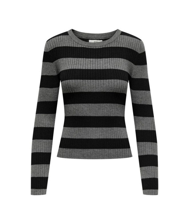 Sweat Only Jdyplum L/S O-Neck Knt Noos  Femme Gris Foncé Mélangé
