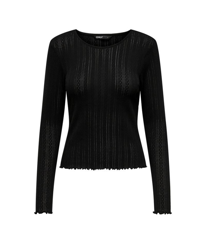 Camiseta Only Onlcarlotta L/S Noos Preto Mulher