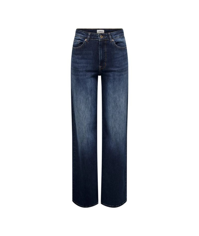 Calça Only Onlmadison Blush Hw Wide Dnm Rea081 Noos Mulher Azul Escuro Denim