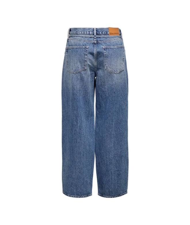 Calça Only Onlgianna Mw Straight Dot596 Dnm...