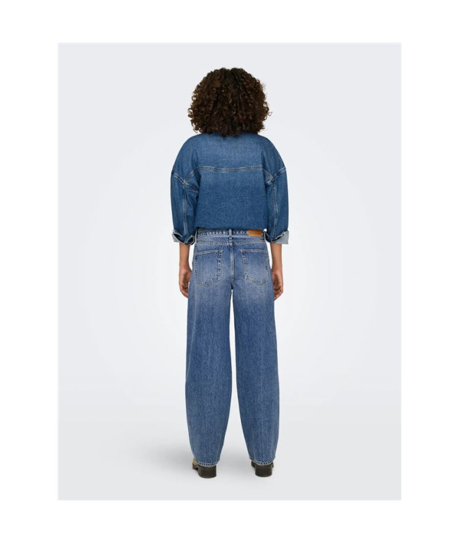 Calça Only Onlgianna Mw Straight Dot596 Dnm...