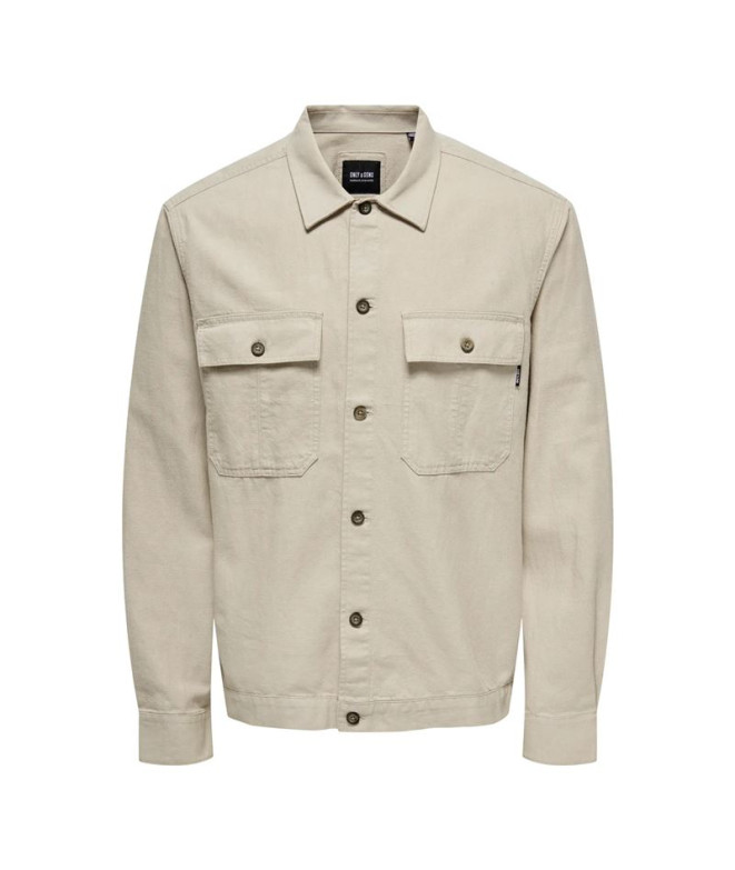 Camisa Only & Sons Onskennet Ls Linen Over Noos Hombre Silver Lining