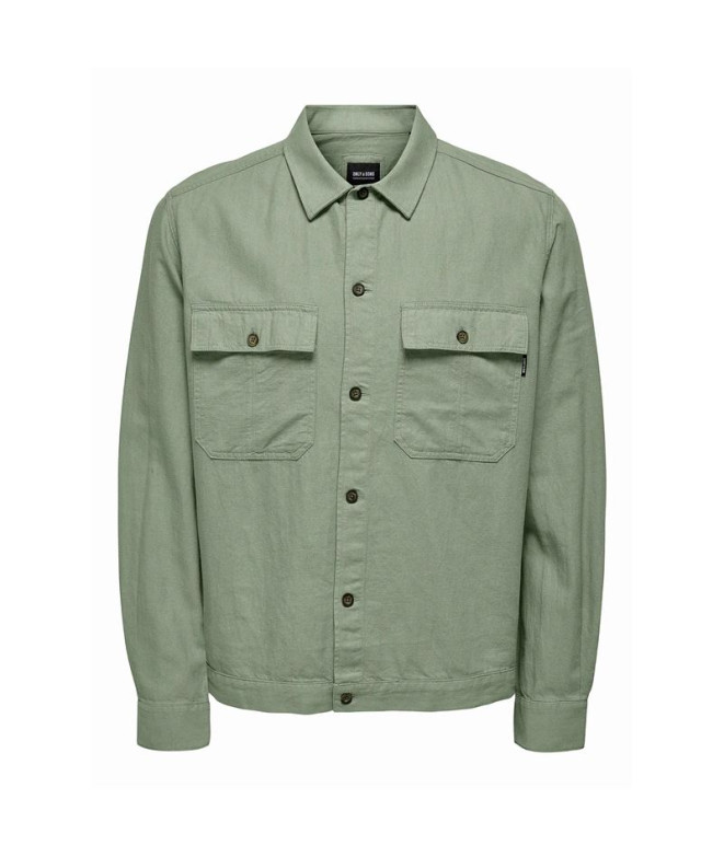 Camisa Only & Sons Onskennet Ls Linen Over Noos Hombre Swamp