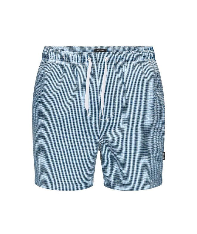 Bañador Only & Sons Onsted Stripe Seersucker Swim Noos Quiet Harbor Hombre