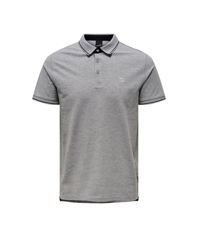 Camiseta Only & Sons Onsfletcher Life Slim Ss Polo Light Grey Melange Hombre