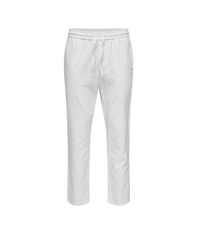 Pantalón Only & Sons Onslinus Crop 0007 Cot Lin Noos Hombre Bright Blanco