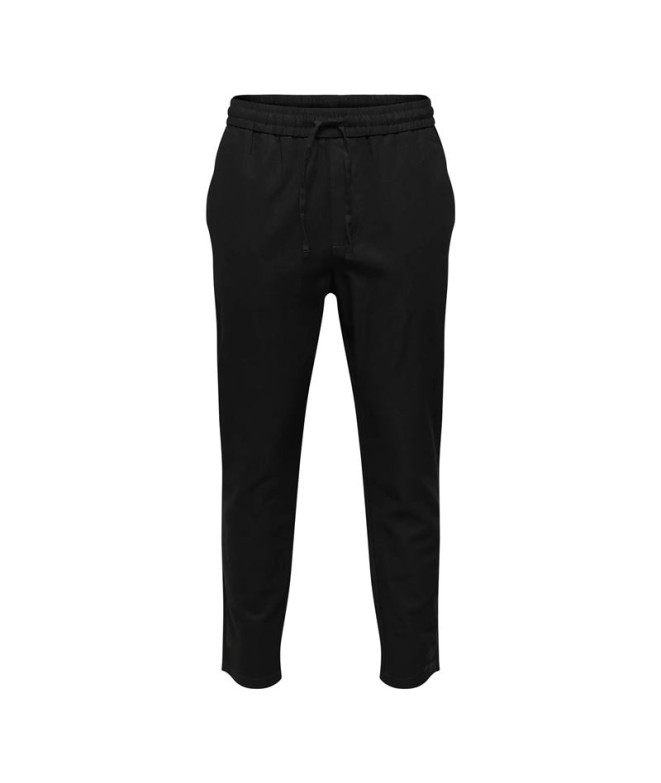Pantalón Only & Sons Onslinus Crop 0007 Cot Lin Noos Hombre Negro